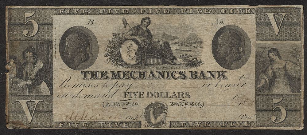 Augusta, GA, 1861 $5, The Mechanics Bank